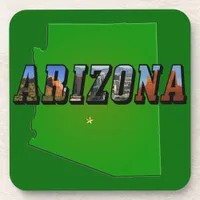 Arizona Map and Picture Text Drink Coaster