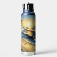 Ocean View Tropical Paper Quilling Effect  Water Bottle