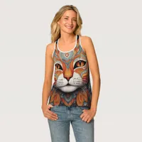 Mystic Boho Feline Mandala Tank Top