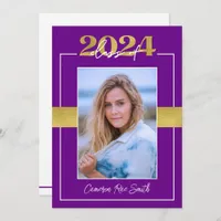 Class of 2024 Purple & Gold Graduation Party Invitation