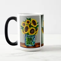 Ai Generated Sunflowers in Vases Magic Mug