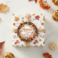 Rustic Harvest Fall Floral Wreath Thanksgiving  Favor Tags