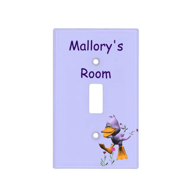 Cute Happy Cartoon Duck Running Through Flowers Light Switch Cover