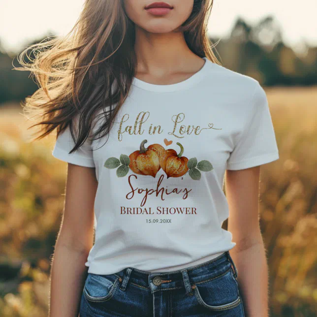 Fall In Love Pumpkin Heart Bridal Shower T-Shirt