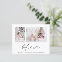 Budget Believe 2 Photos Script Christmas Card