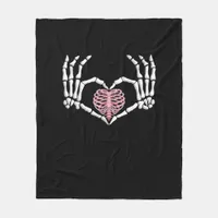 Skeleton Hand Heart Funny Halloween Women Men  Fleece Blanket