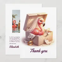 Hot Pink Flamingo Bachelorette Party Photo Thank You Card