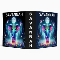 Neon Colorful Holographic Decorated Elephant | 3 Ring Binder