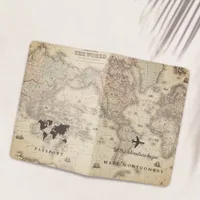 Personalized Vintage World Map Passport Holder