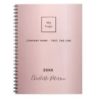 Business logo blush pink elegant monogram notebook