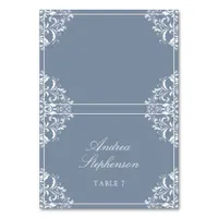 Elegant Wedding Place / Name Cards (Dusty Blue)