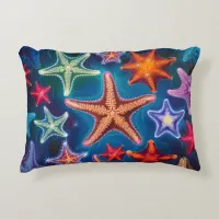 Cute funny colorful little Starfish in the sea  Accent Pillow