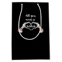 Gothic Valentines Classic - Skeleton Hands Heart  Medium Gift Bag