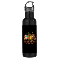Tis The Season Pumpkin Leaf Latte Fall Thanksgivin Stainless Steel Water Bottle