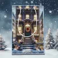 City Brownstone at Christmas  Medium Gift Bag