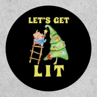 Let's Get Lit Funny Christmas Drinking Classic Patch