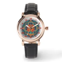 Colorful green orange  Mexican inspired monogram Watch