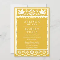 Mexican Papel Picado Yellow Wedding Invitation