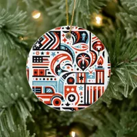 4th of July Generative Pattern Ceramic Ornament