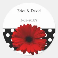 polka dots red gerbera envelope seals