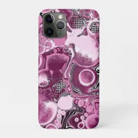 Pink, Magenta and Black Fluid Art Pour Painting  iPhone 11 Pro Case