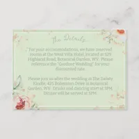 Sage Green and Pink Floral Wedding Details Enclosure Card