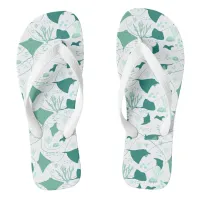 Ocean Stingrays and Coral Reef Print Blue White Flip Flops