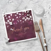 Watercolor Snowdrops Wedding Plum/Copper ID726 Napkins