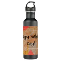 Wood - geometric shapes  - Father’s day Stainless Steel Water Bottle