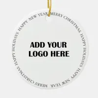 Business Logo and Information Customer   Ceramic Ornament