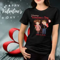 Cute Couple Happy Valentine Black T-Shirt Tri-Blend Shirt