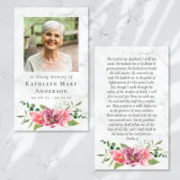 Memorial Prayer Card | Pink Flowers