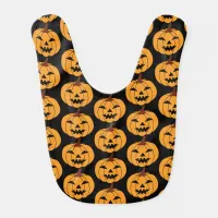 Happy Halloween Cute Pumpkin Patterned Baby Bib