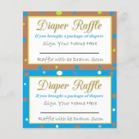 Diaper Raffle Baby Shower Game Blue, Green Brown Flyer