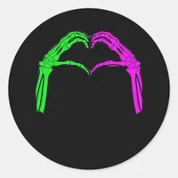 Skeleton Hands Heart Sign Retro Halloween Vintage  Classic Round Sticker