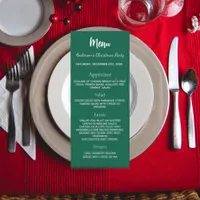 Christmas party green white dinner menu card