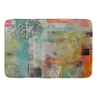 Abstract Collage Mixed Media Abstract Bath Mat