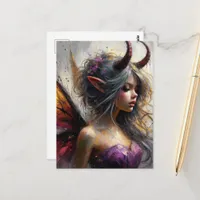 The Beautiful Fairy in Purple with Horns  Postcard