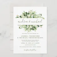 Rustic Wood & Eucalyptus Greenery Wedding Invitation