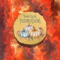 Thanksgiving Friendsgiving Colorful on Orange | Round Pillow