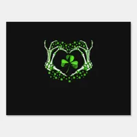 Skeleton Hand Heart Shamrock St Patricks Day Paddy Sign