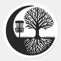 Black and White Disc Golf Silhouette  Classic Round Sticker