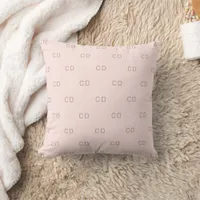 Rose gold blush monogram initials unique throw pillow
