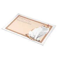 Orange and White Bicolored Cat Personalized Cloth Placemat