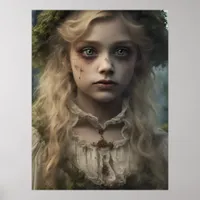 Portrait of a creepy undead Victorian blonde child Poster