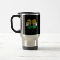 Halloween Upside Down Pineapple Swinger Skeleton Travel Mug