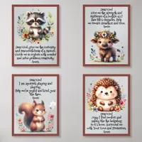 Raccoon, Squirrel, Buffalo, Hedgehog Christian | Wall Art Sets