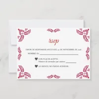 Talavera Red Floral Minimalist Spanish Wedding RSVP Card