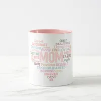 Mother mom heart word art pink peach mug