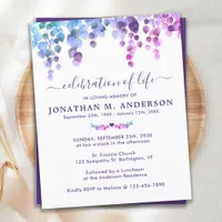 Budget Purple Greenery Celebration Of Life Invite